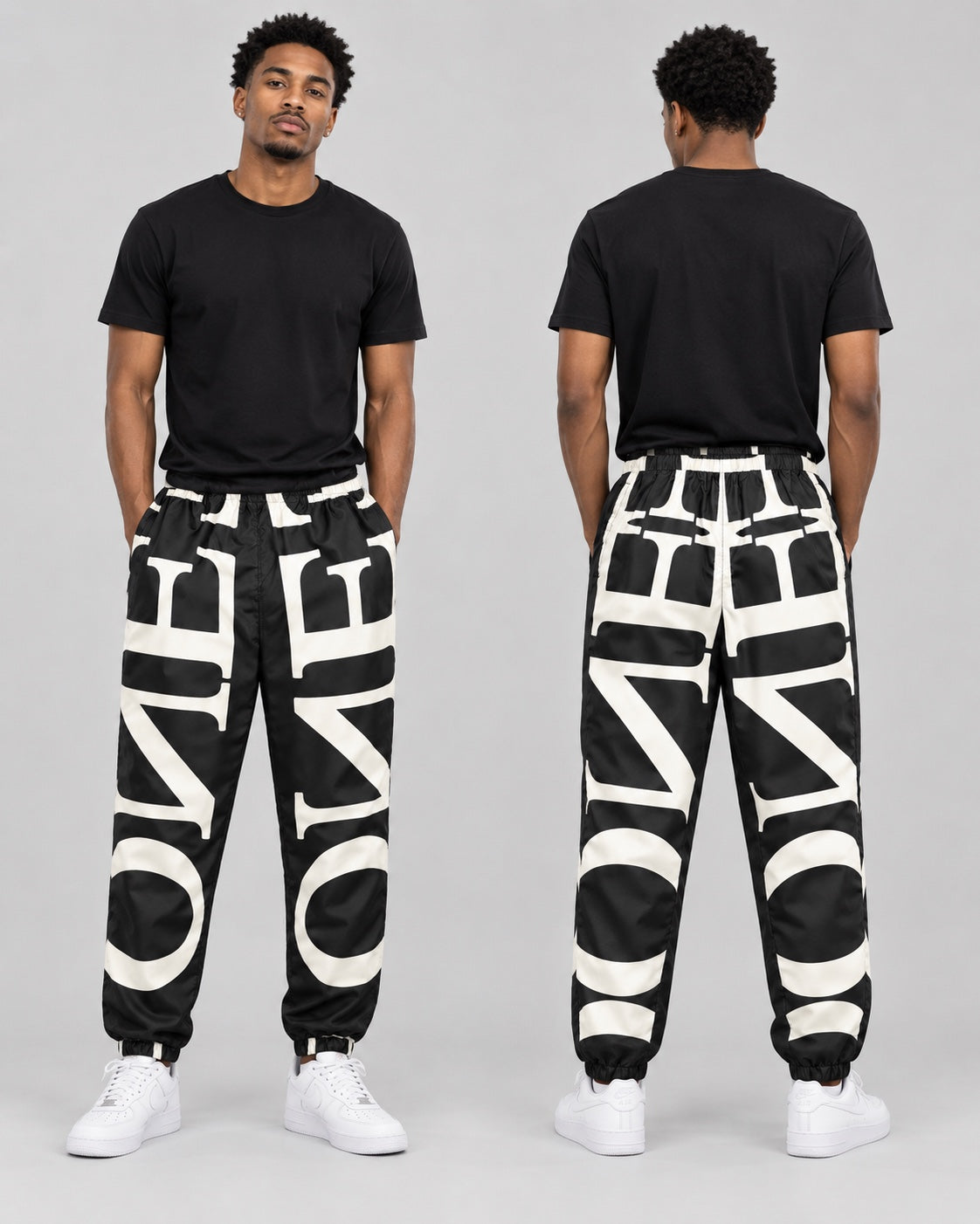 ONE oversized jogger front and back on-model view