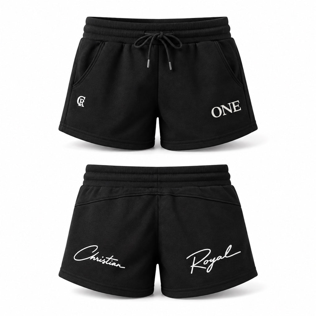 ONE Women's Signature Shorts black front and back product views