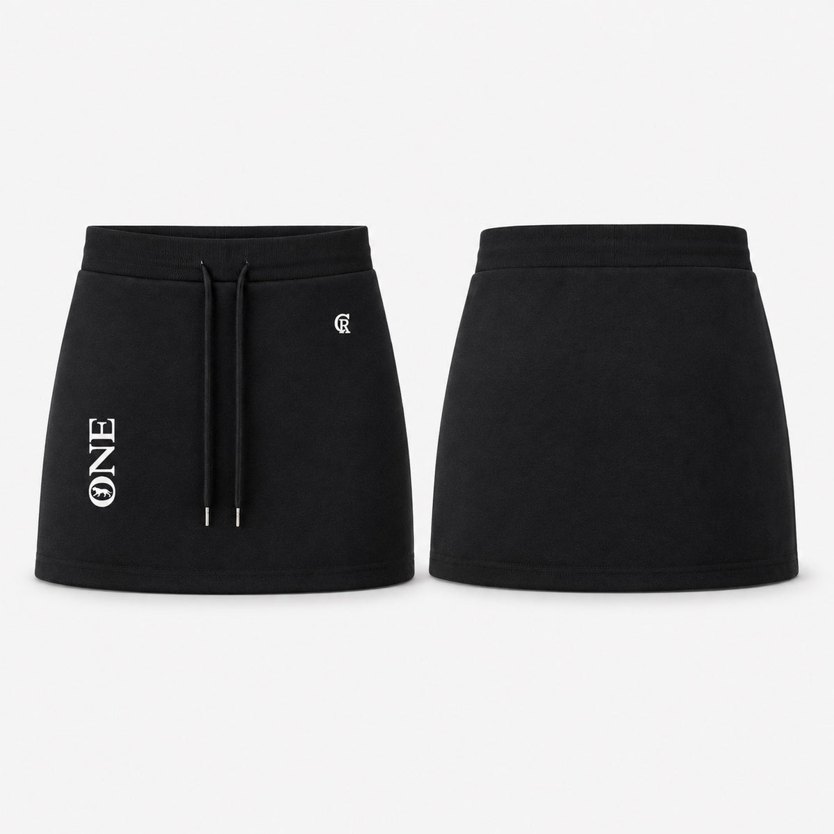 ONE Women's Signature Sweat Skirt front and back in black